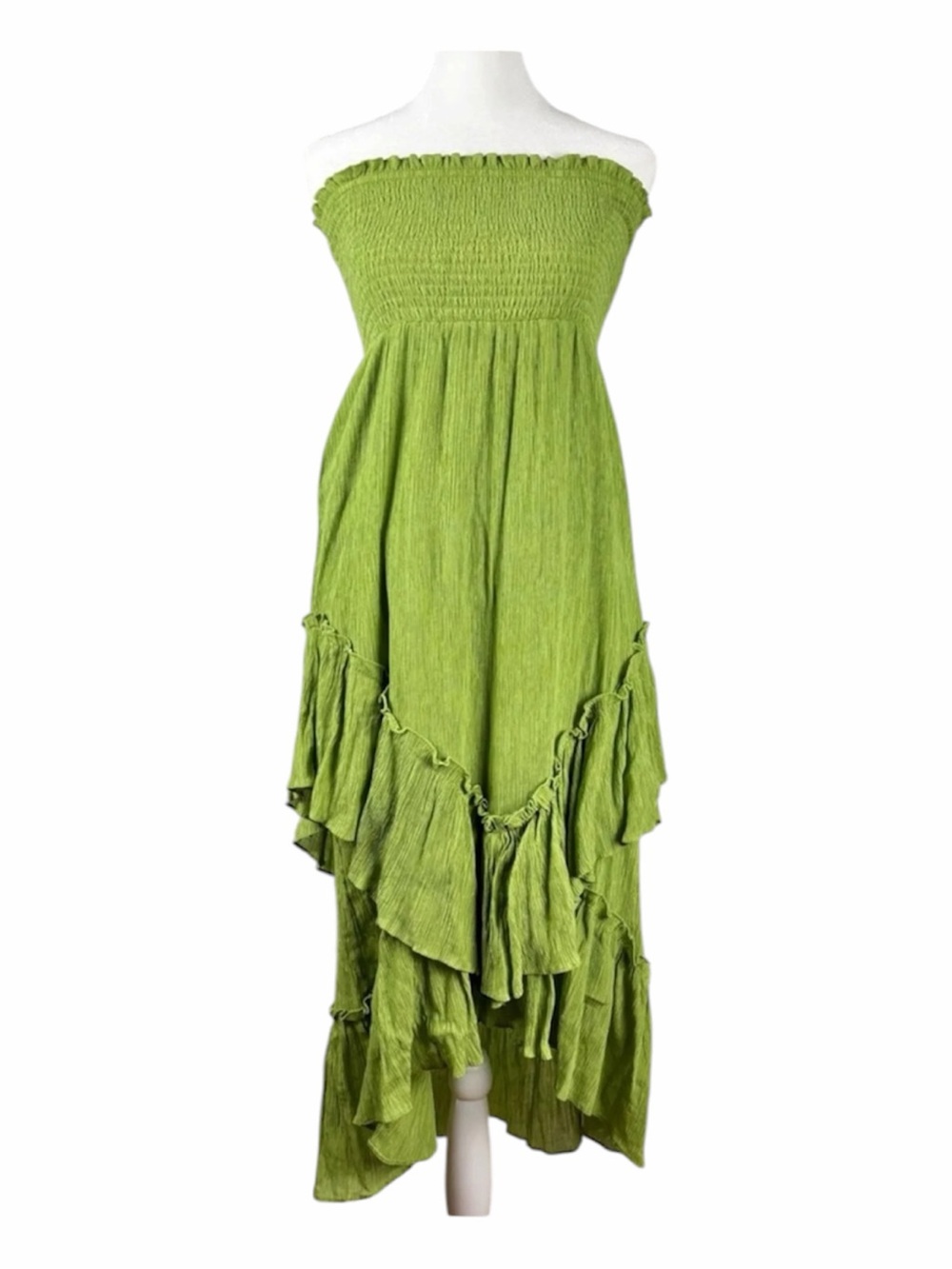 Vintage Y2K L.I.F.E Fairycore green ruffled and strapless dress Size M